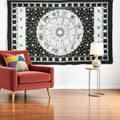 80 X 56 Black And White Cotton Hanging Tapestry