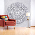 92 X 84 Black And White Mandala Cotton Hanging Tapestry