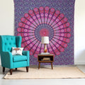 92 X 84 Pink Red And Purple Mandala Cotton Hanging Tapestry