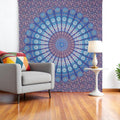 92 X 84 Navy Blue Ivory And Brown Mandala Cotton Hanging Tapestry