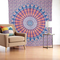 92 X 84 Orange Purple And Blue Mandala Cotton Hanging Tapestry