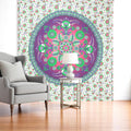 88 X 84 Green Purple And White Floral Cotton Hanging Tapestry