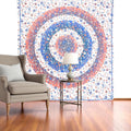 88 X 84 Blue White And Orange Floral Cotton Hanging Tapestry