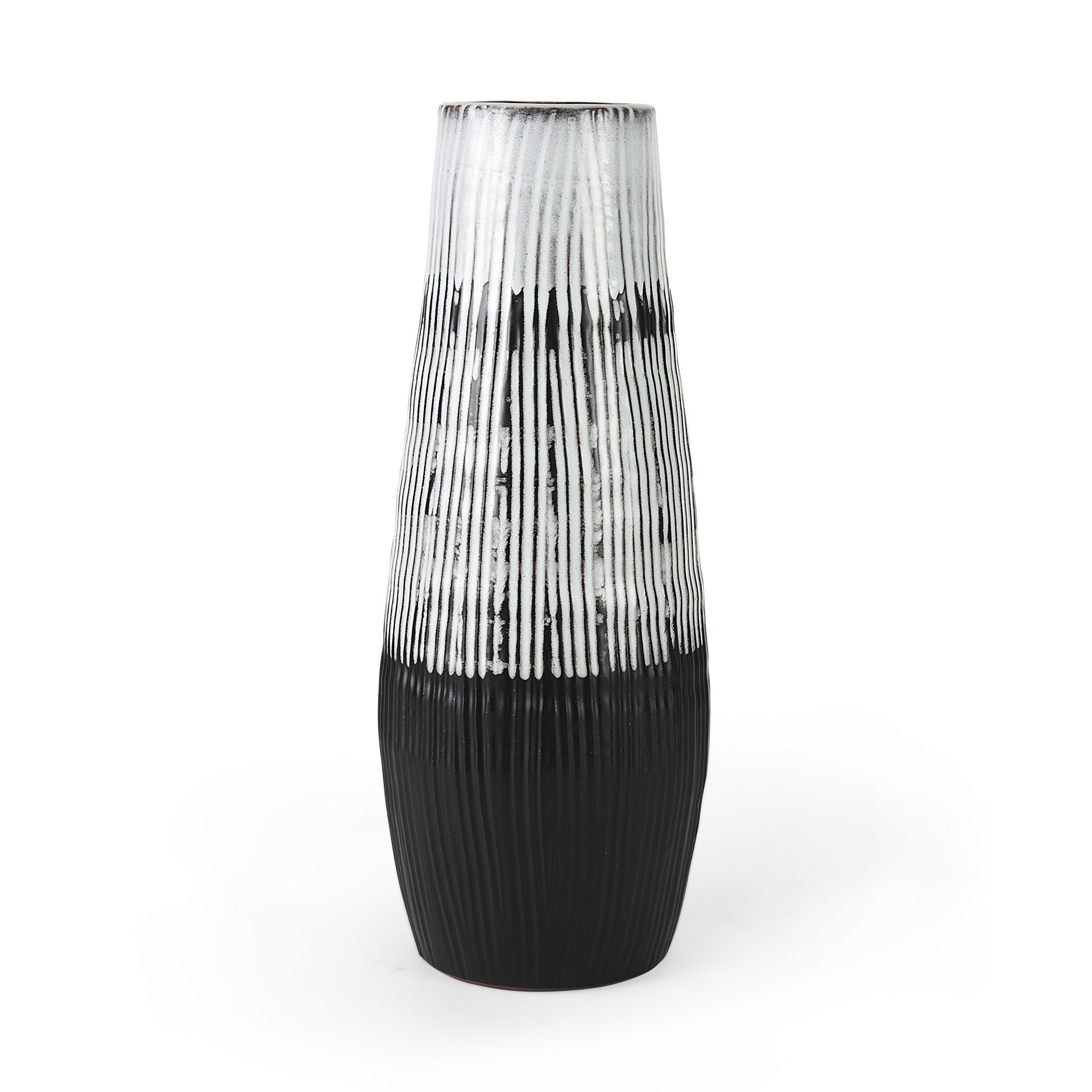 19 Black White and Gray Patterned Lines Ceramic Vase