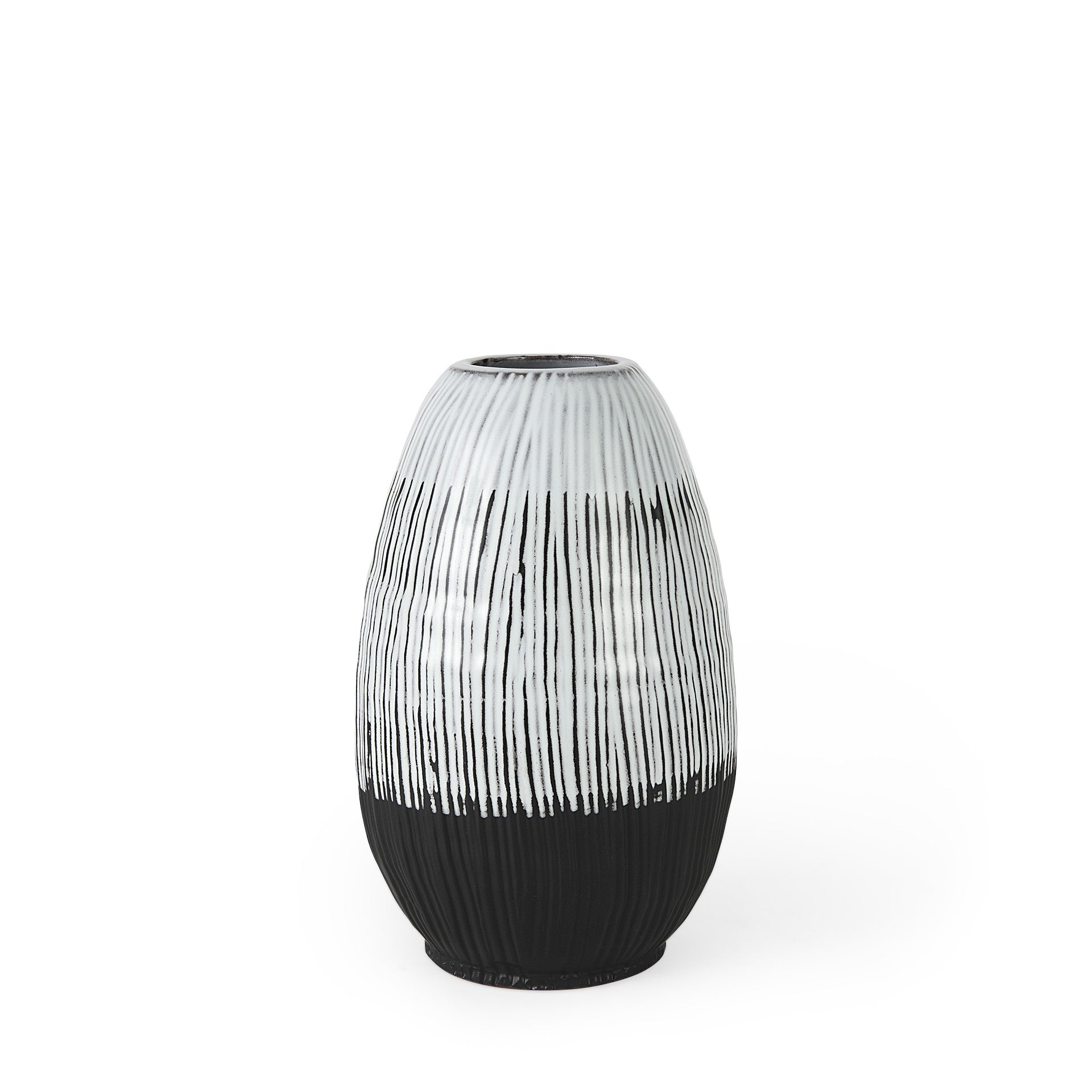 13 Black White and Gray Patterned Lines Ceramic Vase