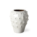 11 White Spiked Organic Glaze Large Mouth Ceramic Vase