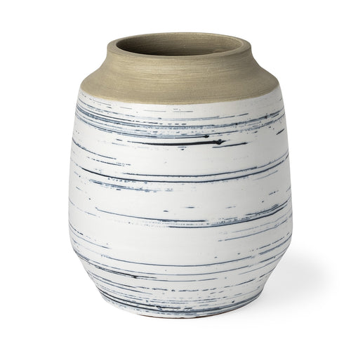 10 Blue White and Sand Coastal Ceramic Vase
