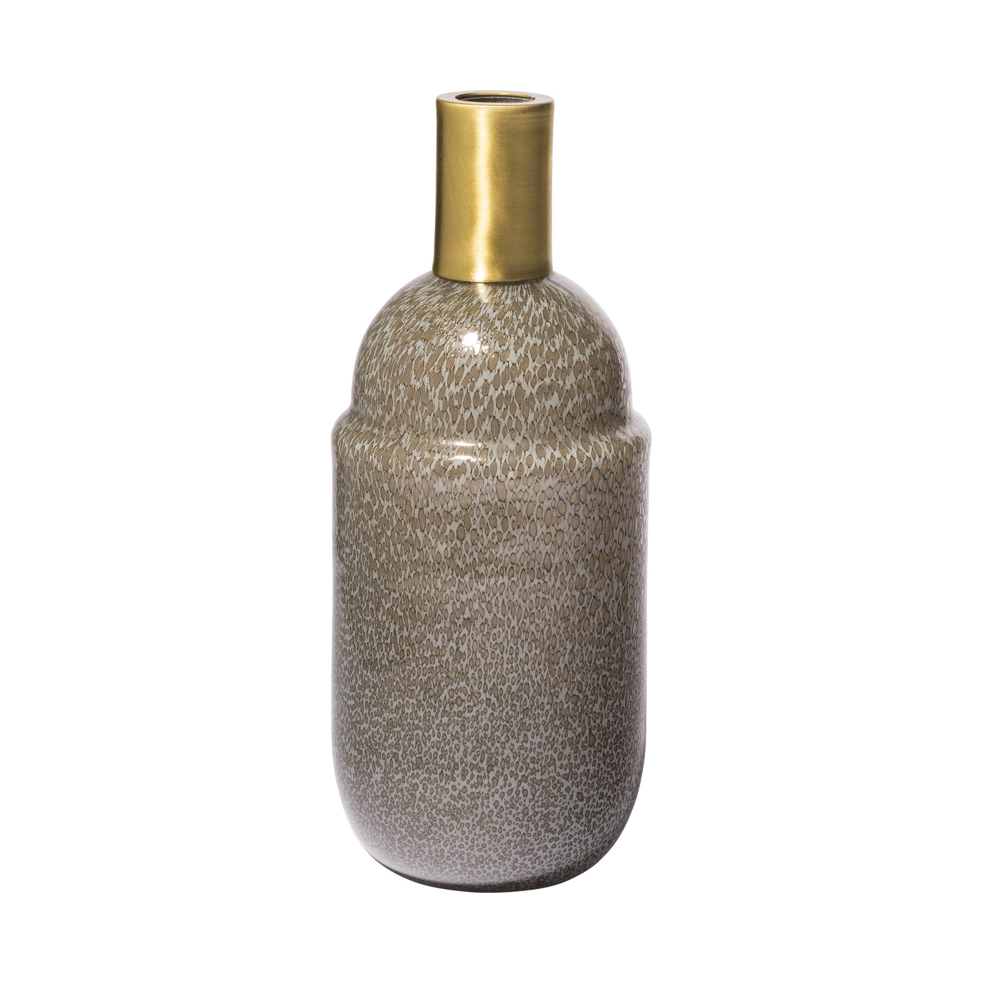 12 Cream Brown and Gold Glass Vase