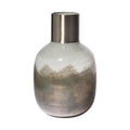 13 Cream and Brown Ombre Glass Vase with Dark Bronze Top
