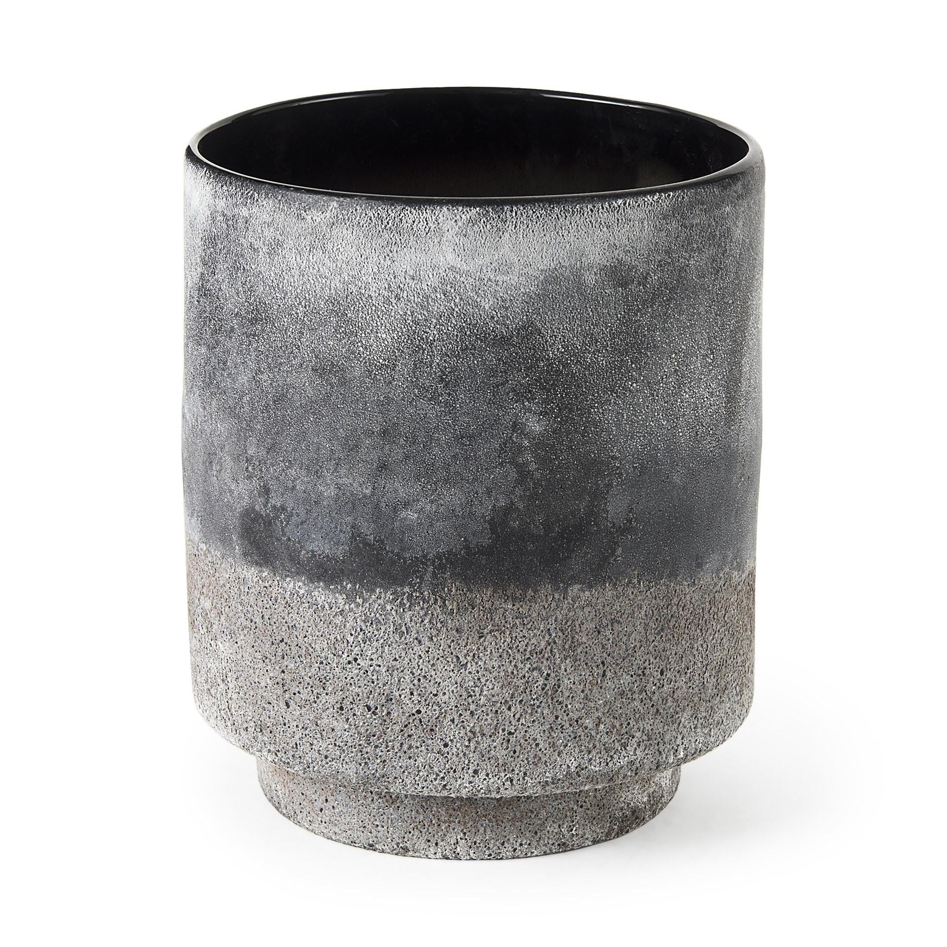 9 Black Brown and Gray Ombre Textured Ceramic Vase