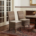 Set of Two Cream and Brown Dining Parsons Chairs