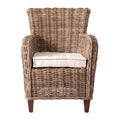 Set Of 2 Natural Brown cotton Wingback Dining chairs