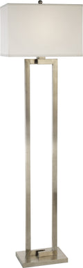 Riley 1-Light Brushed Nickel Floor Lamp With Off White Shantung Shade