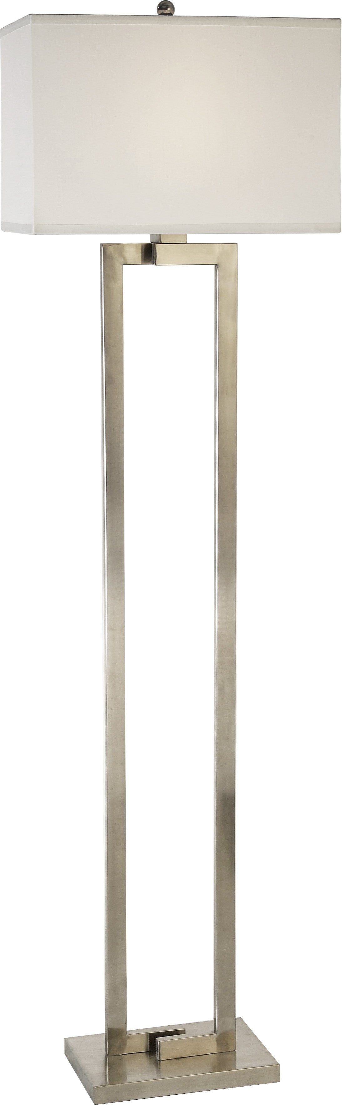 Riley 1-Light Brushed Nickel Floor Lamp With Off White Shantung Shade