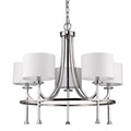 Kara 5-Light Polished Nickel Chandelier With Fabric Shades And Crystal Bobeches