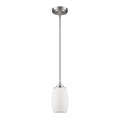 Silver Hanging Light with Frosted Glass Shade