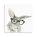 40 x 40 Watercolor Cutie Rabbit in Glasses Canvas Wall Art