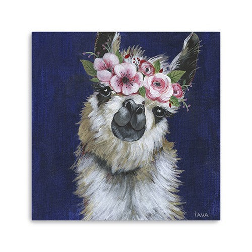 40 Watercolor Flower Llama Canvas Wall Art