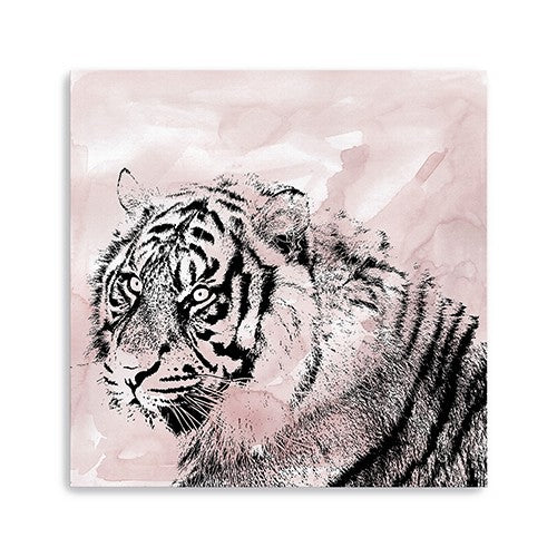 30 Pink Crouching Tiger Canvas Wall Art