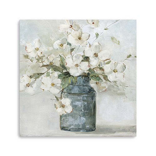 30 x 30 Watercolor Soft Pastel Dogwood Bouquet Canvas Wall Art