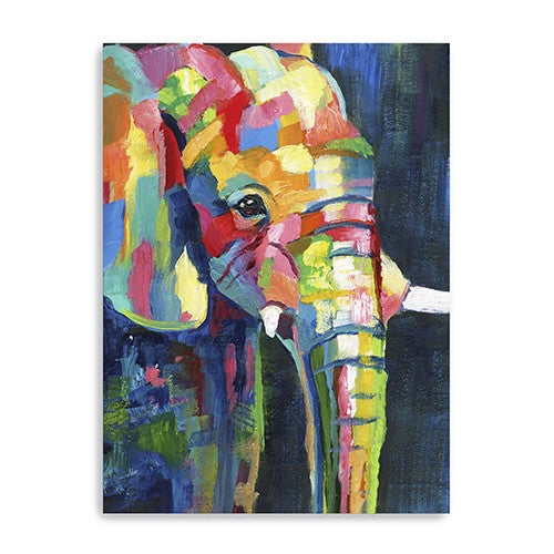 32 Bright Multi Color Elephant Canvas Wall Art