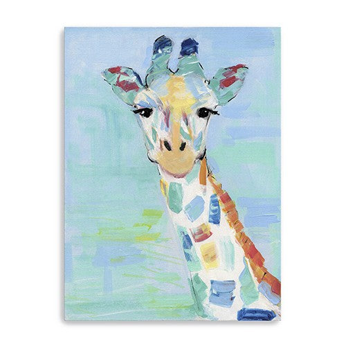 24 x 18 Pastel Patchwork Giraffe Canvas Wall Art