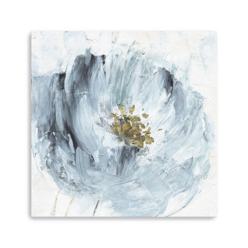 20 x 20 Watercolor Abstract Gray Blue Flower Canvas Wall Art