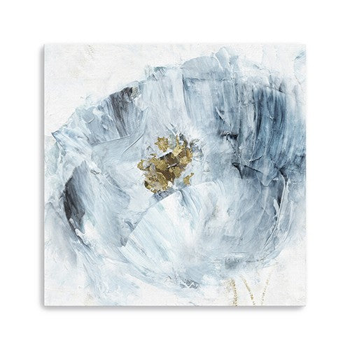40 x 40 Watercolor Abstract Gray Blue Flower II Canvas Wall Art
