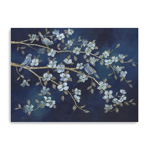 24 x 18 Watercolor Midnight Bird Rendevouz Canvas Wall Art