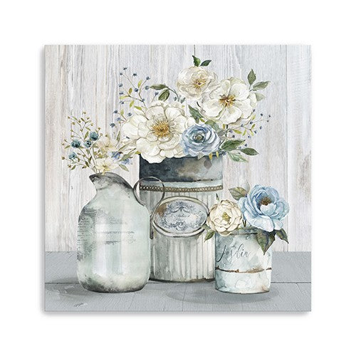 40 Rustic Grey Flowers Canvas Wall Art