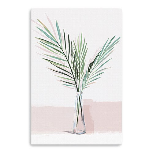 24 Pretty Green Foliage Pink Canvas Wall Art