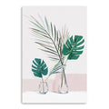 36 Pretty Green Foliage Leaves Pink Canvas Wall Art