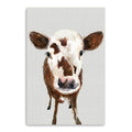 24 x 16 Brown and White Baby Cow Face Canvas Wall Art