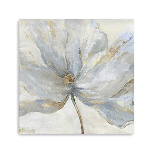 30 Soft Blue and Grey Flower with Gold Details Canvas Wall Art