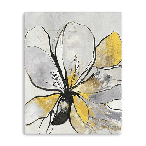 30 Modern Yellow and Black Flower in Bloom Canvas Wall Art