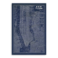 36 x 24 Indigo and White Aerial New York Map Canvas Wall Art