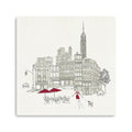 40 NYC Caf Line Work with Red Accents Canvas Wall Art