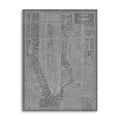 24 x 16 Gray and White Aerial New York Map Canvas Wall Art
