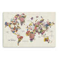 24 x 16 Fun Floral Map of the World Canvas Wall Art