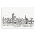 24 Monochrome City Skyline Sketch Canvas Wall Art