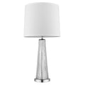 Chiara 1-Light Clear Glass And Polished Chrome Table Lamp With Off White Shantung Shade