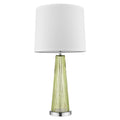 Chiara 1-Light Apple Green Glass And Polished Chrome Table Lamp With Off White Shantung Shade