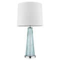 Chiara 1-Light Seafoam Glass And Polished Chrome Table Lamp With Off White Shantung Shade
