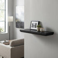 24 Inch Black Wood Wall Mounted Floating Shelf