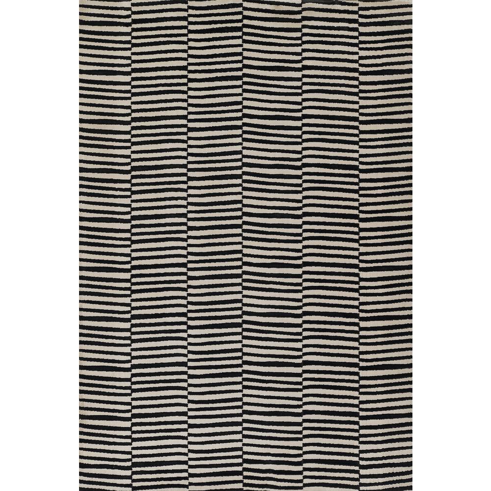 Contemporary Rectangle Area Rug, Black, 710 Inch  X 910 Inch