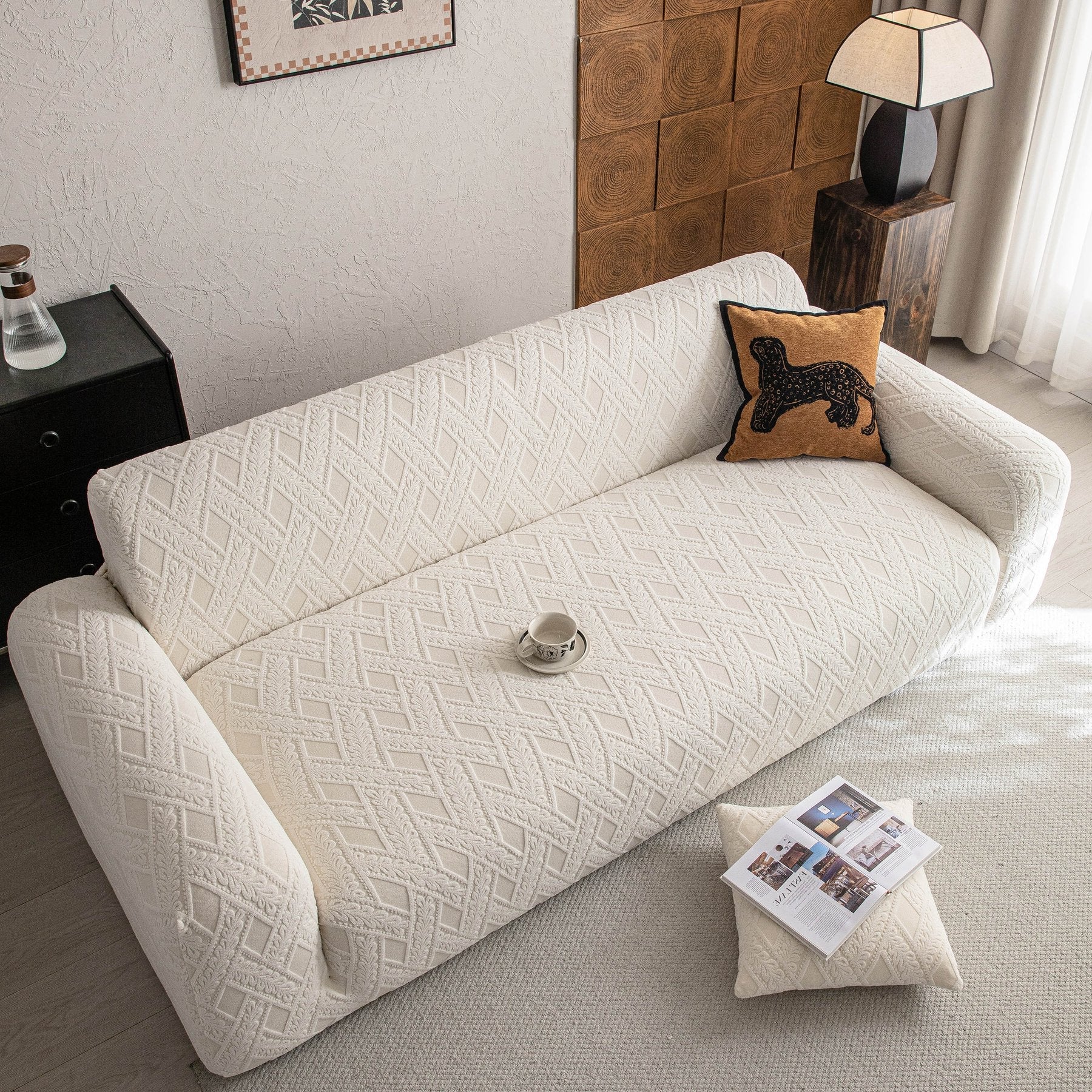 High Stretch 3D Jacquard Sofa Slipcovers, Pet Friendly Non Slip Sofa Cover Washable