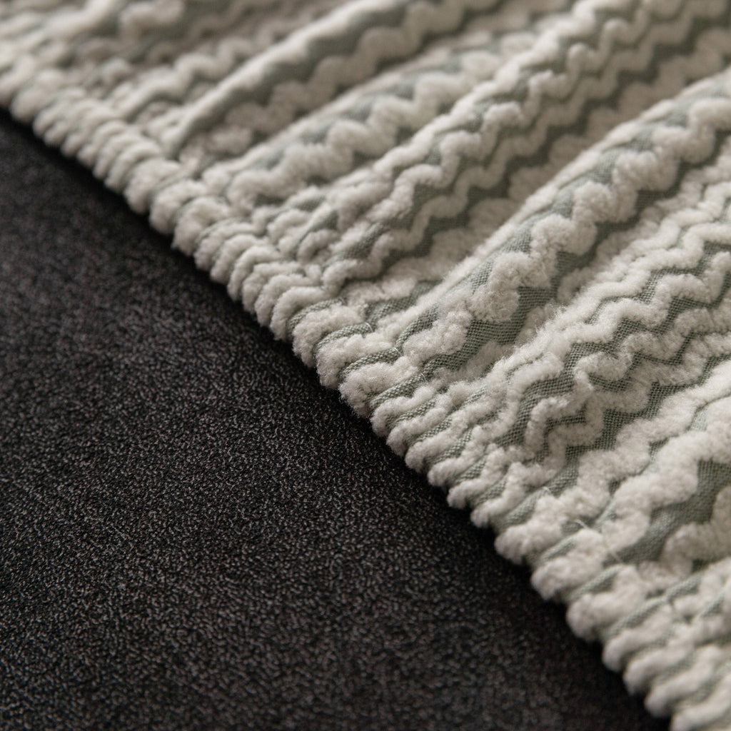 Modern Textured Stretch Sofa Cover, Plush Fleece Sofa Slipcover with 3D Stripe Texture