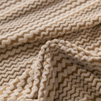 Modern Textured Stretch Sofa Cover, Plush Fleece Sofa Slipcover with 3D Stripe Texture