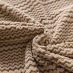 Modern Textured Stretch Sofa Cover, Plush Fleece Sofa Slipcover with 3D Stripe Texture