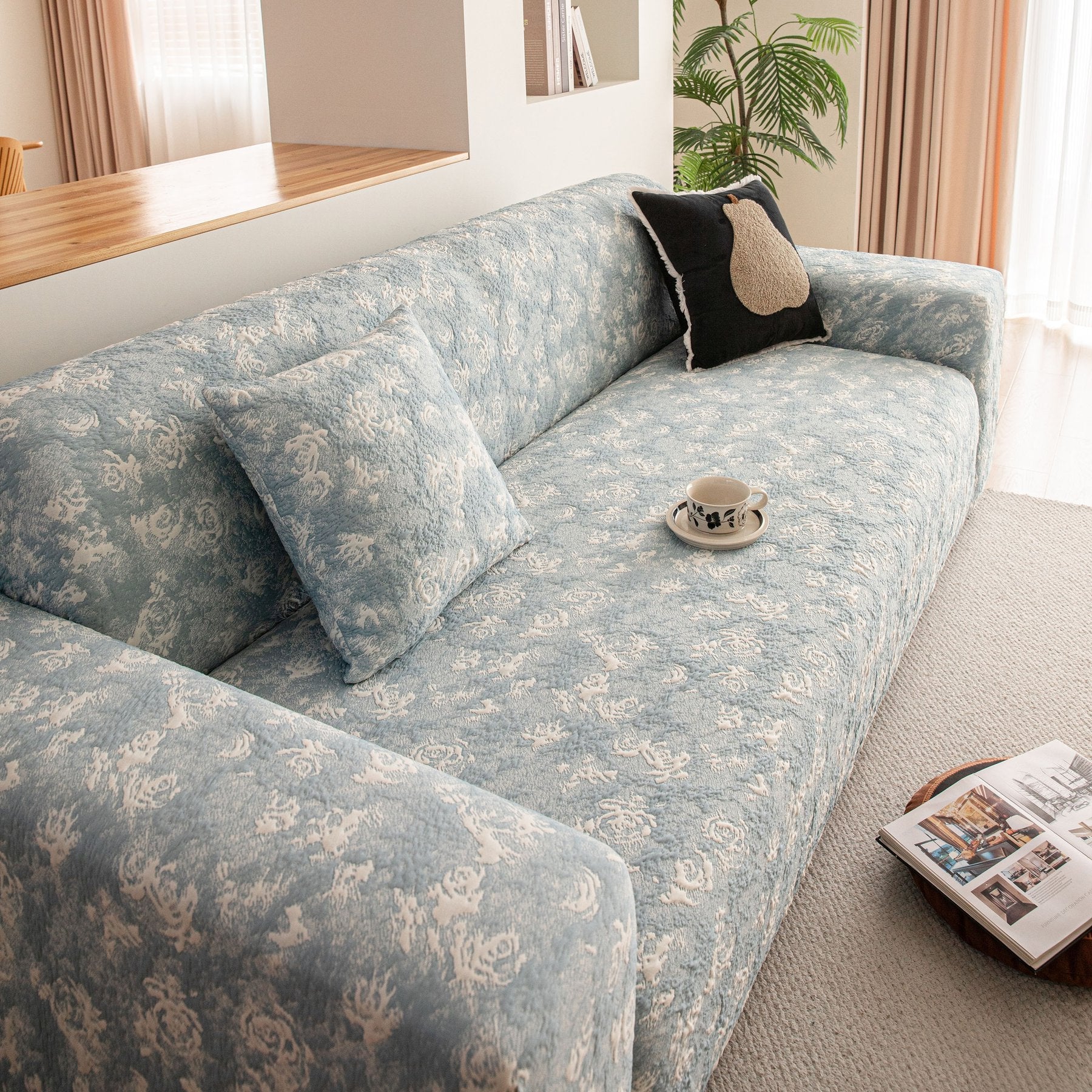 High Stretch Thick 3D Spacer Sofa Cover, Air-Layer Jacquard Cushioned Couch Slipcover